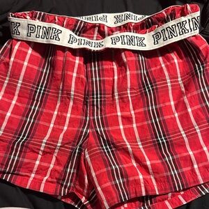 PINK Victoria's Secret Red Plaid Lounge Shorts